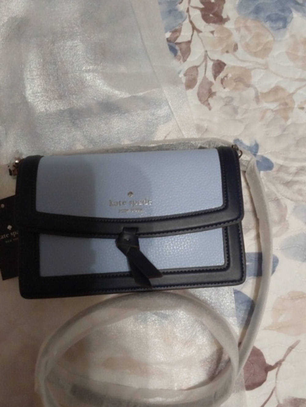 NWT Kate Spade Knott Light Blue and Navy Leather Crossbody